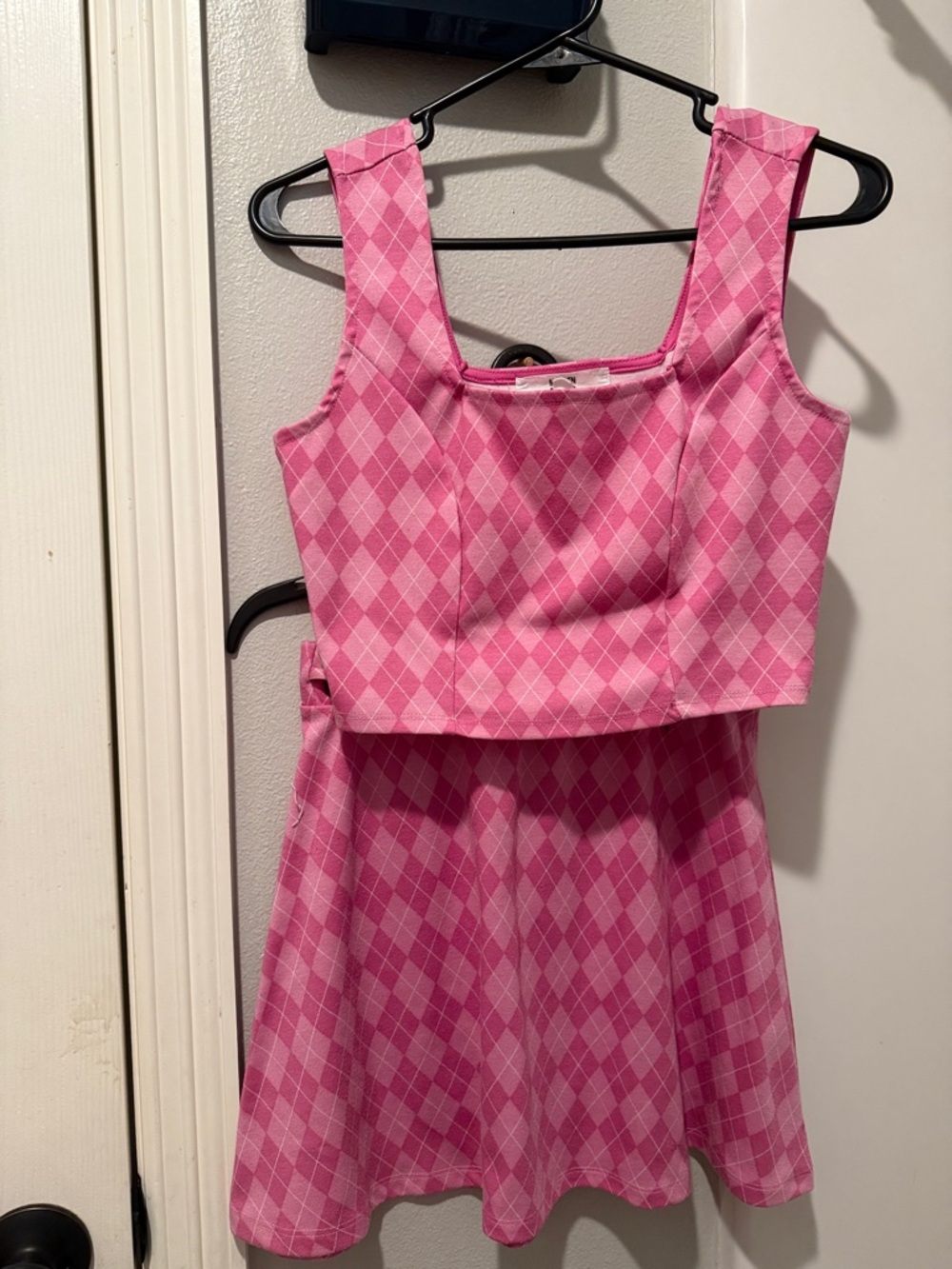 Steve Madden Pink Argyle A-Line Skirt Set